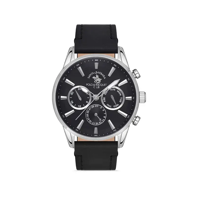 Men's day-date multi-function watch, leather or steel strap